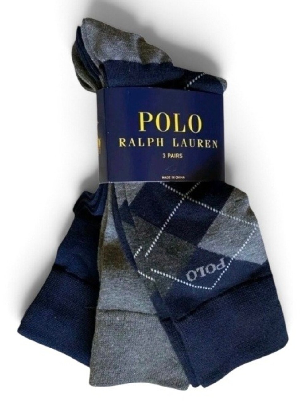 Polo Ralph Lauren Men's 3-Pairs Crew Socks, Gray & Black, Size 10-13.